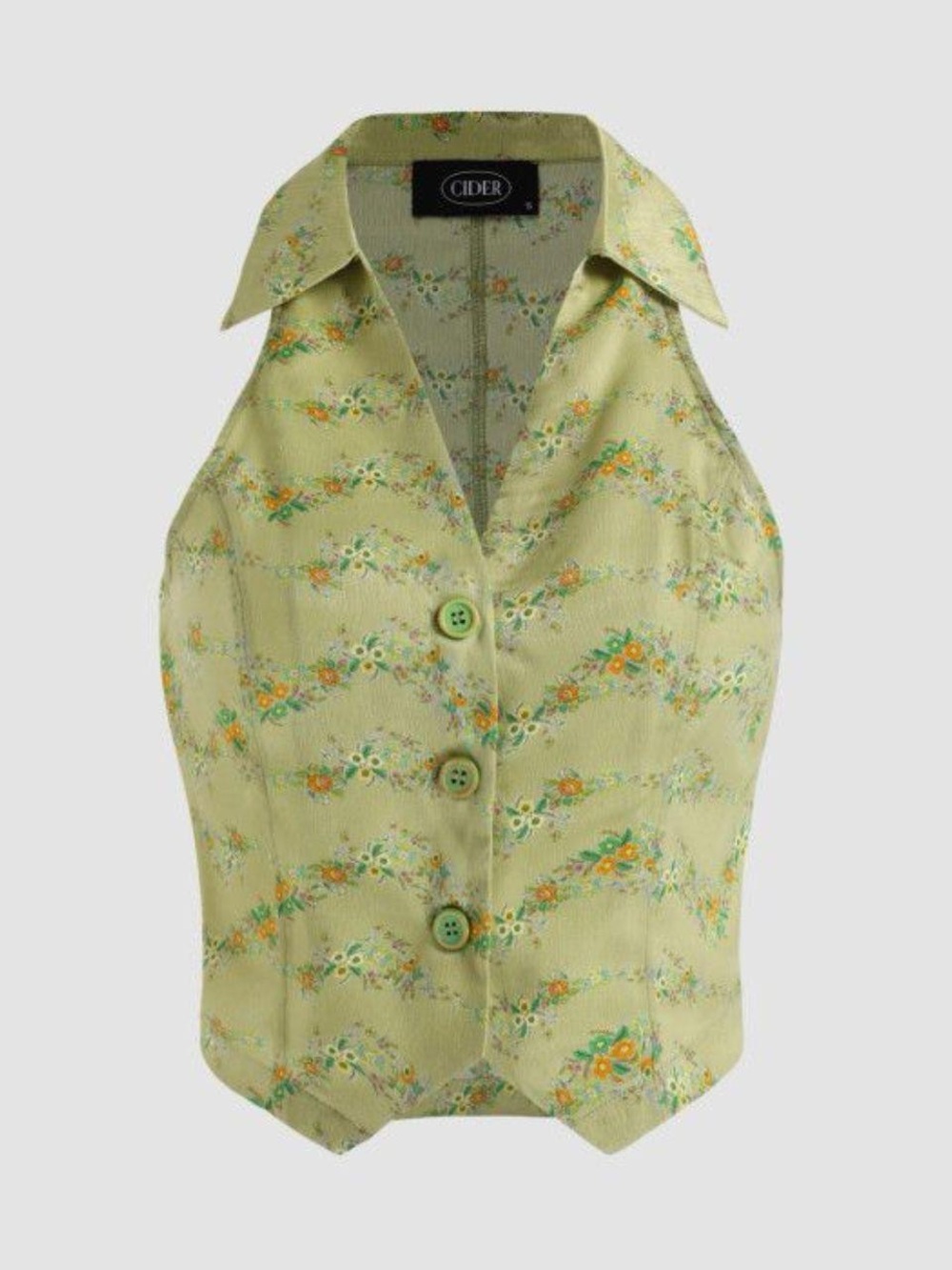 Cider Light Green Floral Button Vest size large
